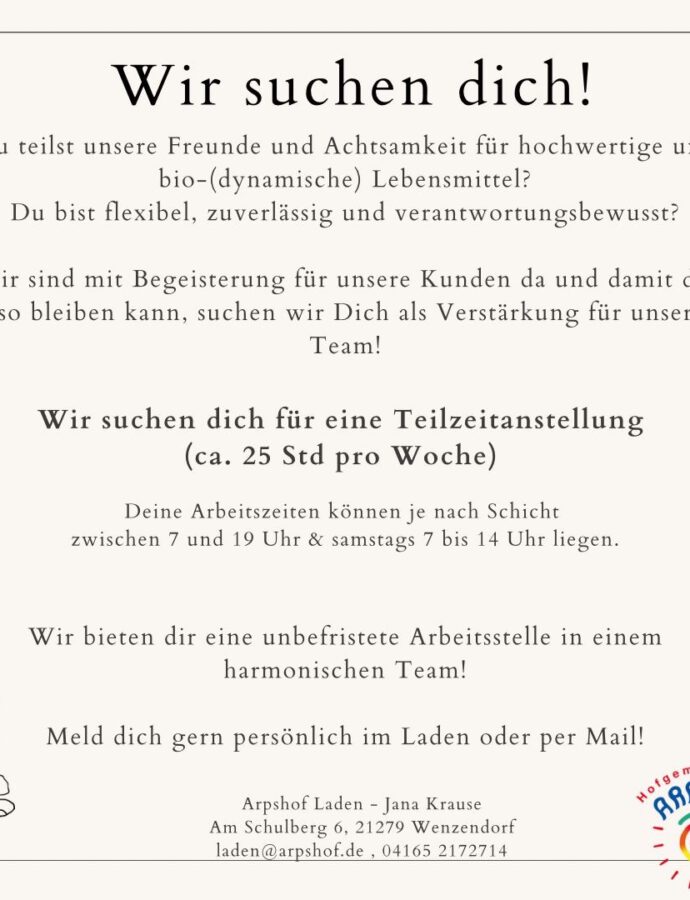 Liebe Grüße aus unserem Hofladen – Jana sucht Unterstützung 🔎